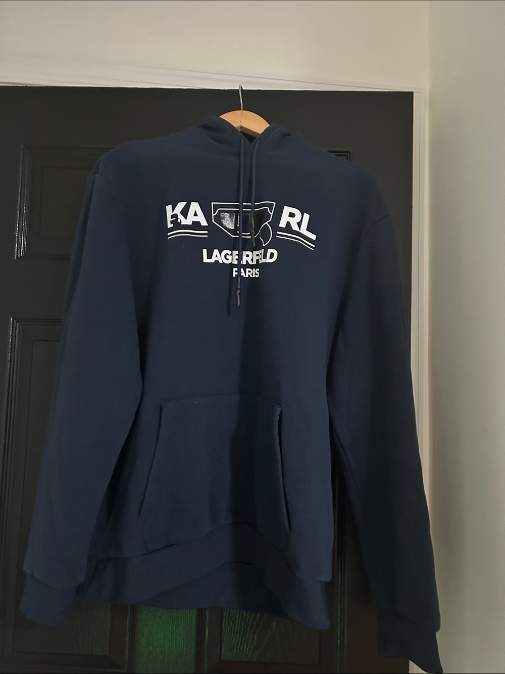 Karl Lagerfeld Navy Blue Logo Hoodie Sweatshirt